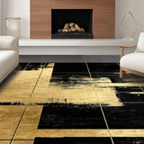 Ultra Soft Area Rug, Non Slip, Stain Resistant, Washable Area Rugs for Living Room, Bedroom, Rustic Monochrome Dynamic Shapes(Gold)