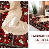 Ultra Soft Area Rug, Non Slip, Stain Resistant, Washable Area Rugs for Living Room, Bedroom, Vintage Lodge Cabin Non-Slip Floor Mat(Red)