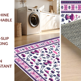 Ultra Soft Area Rug, Non Slip, Stain Resistant, Washable Area Rugs for Living Room, Bedroom, Rustic Earthy Floral Patterns(White)