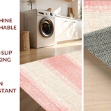 Ultra Soft Area Rug, Non Slip, Stain Resistant, Washable Area Rugs for Living Room, Bedroom, Whimsical Ribbon Loop Rug Featuring Preppy Bows and Scallop Accents(Pink)