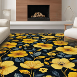 Ultra Soft Area Rug, Non Slip, Stain Resistant, Washable Area Rugs for Living Room, Bedroom, Lively Textured Floral Elegance(Yellow)