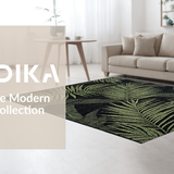 Ultra Soft Area Rug, Non Slip, Stain Resistant, Washable Area Rugs for Living Room, Bedroom, Tropical Monochrome Floral Elegance(Black)