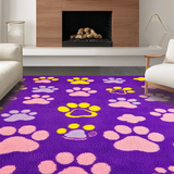 Ultra Soft Area Rug, Non Slip, Stain Resistant, Washable Area Rugs for Living Room, Bedroom, Cute Colorful Whimsical Print Design(Purple)