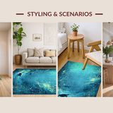 Ultra Soft Area Rug, Non Slip, Stain Resistant, Washable Area Rugs for Living Room, Bedroom, Deep Blue Sea Smooth Surface Rug With Majestic Turtle And Ocean Current(Blue)