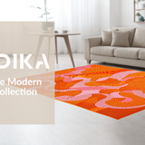 Ultra Soft Area Rug, Non Slip, Stain Resistant, Washable Area Rugs for Living Room, Bedroom, Charming Colorful Fluid Shapes(Orange)