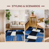 Ultra Soft Area Rug, Non Slip, Stain Resistant, Washable Area Rugs for Living Room, Bedroom, Rustic Textured Color Fusion(Blue)