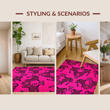 Ultra Soft Area Rug, Non Slip, Stain Resistant, Washable Area Rugs for Living Room, Bedroom, Striking Graphic Animal Theme(Pink)