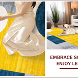 Ultra Soft Area Rug, Non Slip, Stain Resistant, Washable Area Rugs for Living Room, Bedroom, Contemporary Circular Design Elegance(Yellow)
