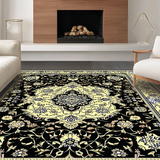 Ultra Soft Area Rug, Non Slip, Stain Resistant, Washable Area Rugs for Living Room, Bedroom, Elegant French Classic Symmetrical Pattern(Black)