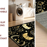 Ultra Soft Area Rug, Non Slip, Stain Resistant, Washable Area Rugs for Living Room, Bedroom, Contemporary Playful Cat Embellishment(Black)