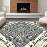Ultra Soft Area Rug, Non Slip, Stain Resistant, Washable Area Rugs for Living Room, Bedroom, Rustic Monochrome Ogee Design(Gray)