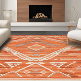 Ultra Soft Area Rug, Non Slip, Stain Resistant, Washable Area Rugs for Living Room, Bedroom, Contemporary Lattice Burnt Sienna Aesthetic(Orange)