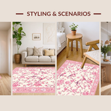 Ultra Soft Area Rug, Non Slip, Stain Resistant, Washable Area Rugs for Living Room, Bedroom, Serene Minimalist Floral Touch(Ivory)