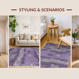 Ultra Soft Area Rug, Non Slip, Stain Resistant, Washable Area Rugs for Living Room, Bedroom, Chic Transitional Geometric Fusion(Purple)