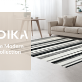 Ultra Soft Area Rug, Non Slip, Stain Resistant, Washable Area Rugs for Living Room, Bedroom, Cotton Braided Rug Black White Stripes Reversible Laundry Mat Porch(Black)