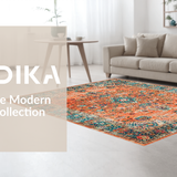 Ultra Soft Area Rug, Non Slip, Stain Resistant, Washable Area Rugs for Living Room, Bedroom, Elegant Distressed Patterned Delight(Orange)