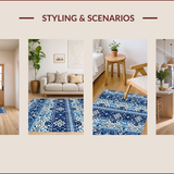 Ultra Soft Area Rug, Non Slip, Stain Resistant, Washable Area Rugs for Living Room, Bedroom, Elegant Blue and White Balcony Carpet(Blue)