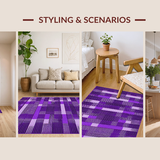 Ultra Soft Area Rug, Non Slip, Stain Resistant, Washable Area Rugs for Living Room, Bedroom, Stylish Non-Traditional Checker Motif(Purple)