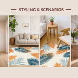 Ultra Soft Area Rug, Non Slip, Stain Resistant, Washable Area Rugs for Living Room, Bedroom, Rustic Coastal Palm Retreat(Orange)