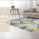 Ultra Soft Area Rug, Non Slip, Stain Resistant, Washable Area Rugs for Living Room, Bedroom, Vibrant Boho Tribal Motif(Yellow)