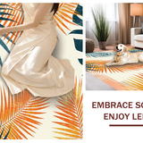 Ultra Soft Area Rug, Non Slip, Stain Resistant, Washable Area Rugs for Living Room, Bedroom, Playful Floral Tropics Palette(Orange)