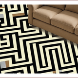 Ultra Soft Area Rug, Non Slip, Stain Resistant, Washable Area Rugs for Living Room, Bedroom, Geometric Black Beige Living Room Area Rug(Beige)