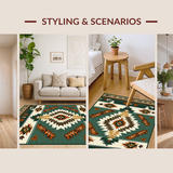 Ultra Soft Area Rug, Non Slip, Stain Resistant, Washable Area Rugs for Living Room, Bedroom, Elegant Abstract Southwestern Design(Brown)