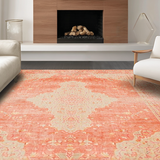 Ultra Soft Area Rug, Non Slip, Stain Resistant, Washable Area Rugs for Living Room, Bedroom, Vibrant Ogee Inspired Artwork(Orange)