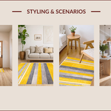 Ultra Soft Area Rug, Non Slip, Stain Resistant, Washable Area Rugs for Living Room, Bedroom, Chic Striped Yellow-Grey Aesthetic(Yellow)