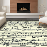 Ultra Soft Area Rug, Non Slip, Stain Resistant, Washable Area Rugs for Living Room, Bedroom, Eclectic Vintage Music Notes Motif(Black)