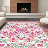 Ultra Soft Area Rug, Non Slip, Stain Resistant, Washable Area Rugs for Living Room, Bedroom, Feminine Elegant Floral Tapestry(White)