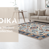 Ultra Soft Area Rug, Non Slip, Stain Resistant, Washable Area Rugs for Living Room, Bedroom, Vibrant Floral Medallion Artwork(Gray)