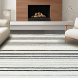 Ultra Soft Area Rug, Non Slip, Stain Resistant, Washable Area Rugs for Living Room, Bedroom, Contemporary Linear Design Area Rug(Black)