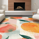Ultra Soft Area Rug, Non Slip, Stain Resistant, Washable Area Rugs for Living Room, Bedroom, Peach Inspired Area Rug Blush Orange Green White Artistic Design(Orange)