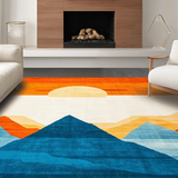 Ultra Soft Area Rug, Non Slip, Stain Resistant, Washable Area Rugs for Living Room, Bedroom, Artistic Color Burst Circular Motif(Orange)
