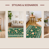 Ultra Soft Area Rug, Non Slip, Stain Resistant, Washable Area Rugs for Living Room, Bedroom, Boho Vintage Oriental(Green)