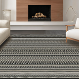 Ultra Soft Area Rug, Non Slip, Stain Resistant, Washable Area Rugs for Living Room, Bedroom, Trendy Minimalist Tribal Design Element(Black)
