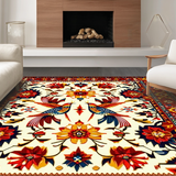 Ultra Soft Area Rug, Non Slip, Stain Resistant, Washable Area Rugs for Living Room, Bedroom, Charming Brightly Colored Illustrations(White)