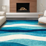Ultra Soft Area Rug, Non Slip, Stain Resistant, Washable Area Rugs for Living Room, Bedroom, Rustic Beach Scene Motif(Blue)