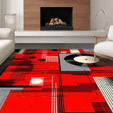 Ultra Soft Area Rug, Non Slip, Stain Resistant, Washable Area Rugs for Living Room, Bedroom, Contemporary Abstract Soundwave Design(Red)