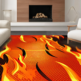 Ultra Soft Area Rug, Non Slip, Stain Resistant, Washable Area Rugs for Living Room, Bedroom, Dynamic Flame Abstract Artwork(Orange)