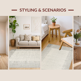 Ultra Soft Area Rug, Non Slip, Stain Resistant, Washable Area Rugs for Living Room, Bedroom, Serene Earthy Striped Elegance(Gray)