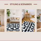 Ultra Soft Area Rug, Non Slip, Stain Resistant, Washable Area Rugs for Living Room, Bedroom, Modern Geometric Nursery Soft Shag Carpet(Black)
