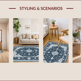 Ultra Soft Area Rug, Non Slip, Stain Resistant, Washable Area Rugs for Living Room, Bedroom, Charming Transitional Gray Blue Pattern(Blue)