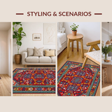 Ultra Soft Area Rug, Non Slip, Stain Resistant, Washable Area Rugs for Living Room, Bedroom, Lively Medley of Diverse Hues(Red)