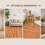 Ultra Soft Area Rug, Non Slip, Stain Resistant, Washable Area Rugs for Living Room, Bedroom, Elegant Tassel Accented Style(Orange)