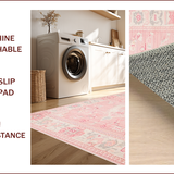 Ultra Soft Area Rug, Non Slip, Stain Resistant, Washable Area Rugs for Living Room, Bedroom, Delicate Curvy Pink Decor(Pink)