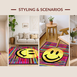 Ultra Soft Area Rug, Non Slip, Stain Resistant, Washable Area Rugs for Living Room, Bedroom, Groovy Contemporary Linear Design(Yellow)