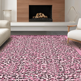 Ultra Soft Area Rug, Non Slip, Stain Resistant, Washable Area Rugs for Living Room, Bedroom, Feminine Fluffy Leopard Charm(Pink)