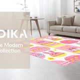 Ultra Soft Area Rug, Non Slip, Stain Resistant, Washable Area Rugs for Living Room, Bedroom, Vibrant Pastel Egg Decorative Motif(Pink)